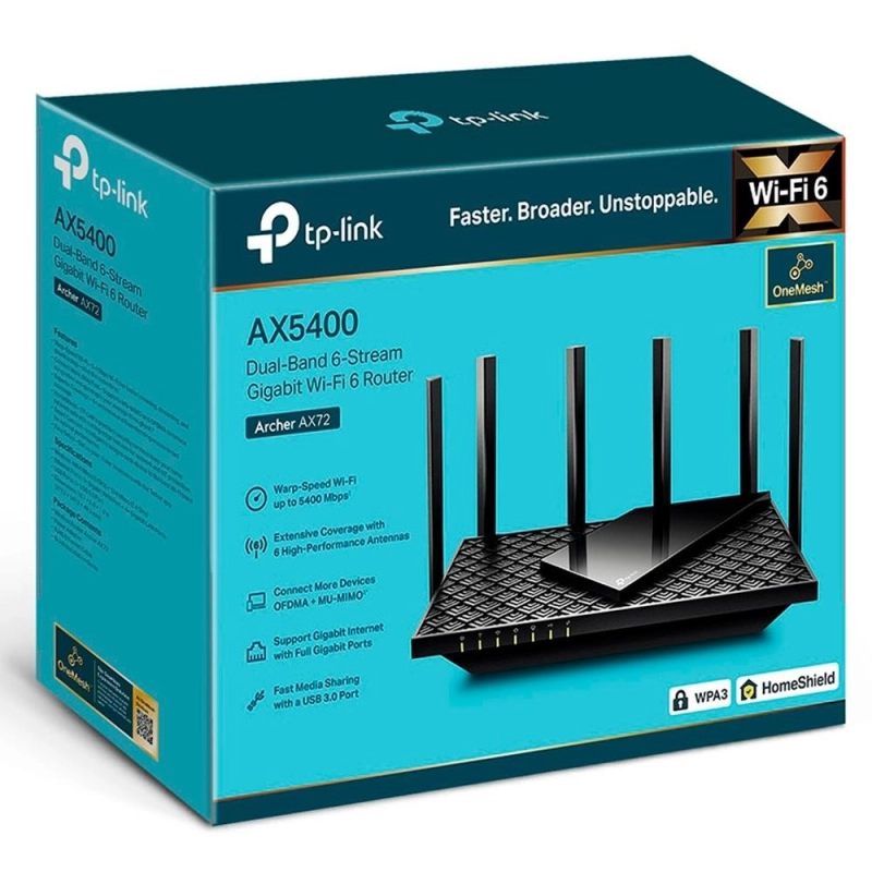 Roteador 4Portas Wireless Gigabit Wifi 6 AX72 Dual Band, AX5400